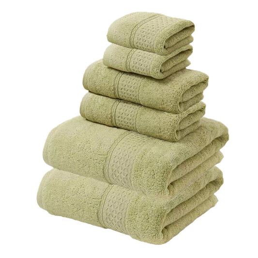 NNEDSZ Green Luxury 6-Piece 100% Cotton Towel Set - 2 Bath Towels, 2 Hand Towels, 2 Face Towels